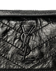 Crinkled Calfskin Matelasse Monogram Baby Niki Chain Satchel Black