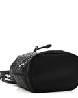 Tessuto Saffiano Ricamo Sequin Crystal Embellished Mini Re-Edition 1978 Bucket Bag Black