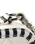 Caviar Quilted Striped Medium CC Filigree Vanity Case White Black