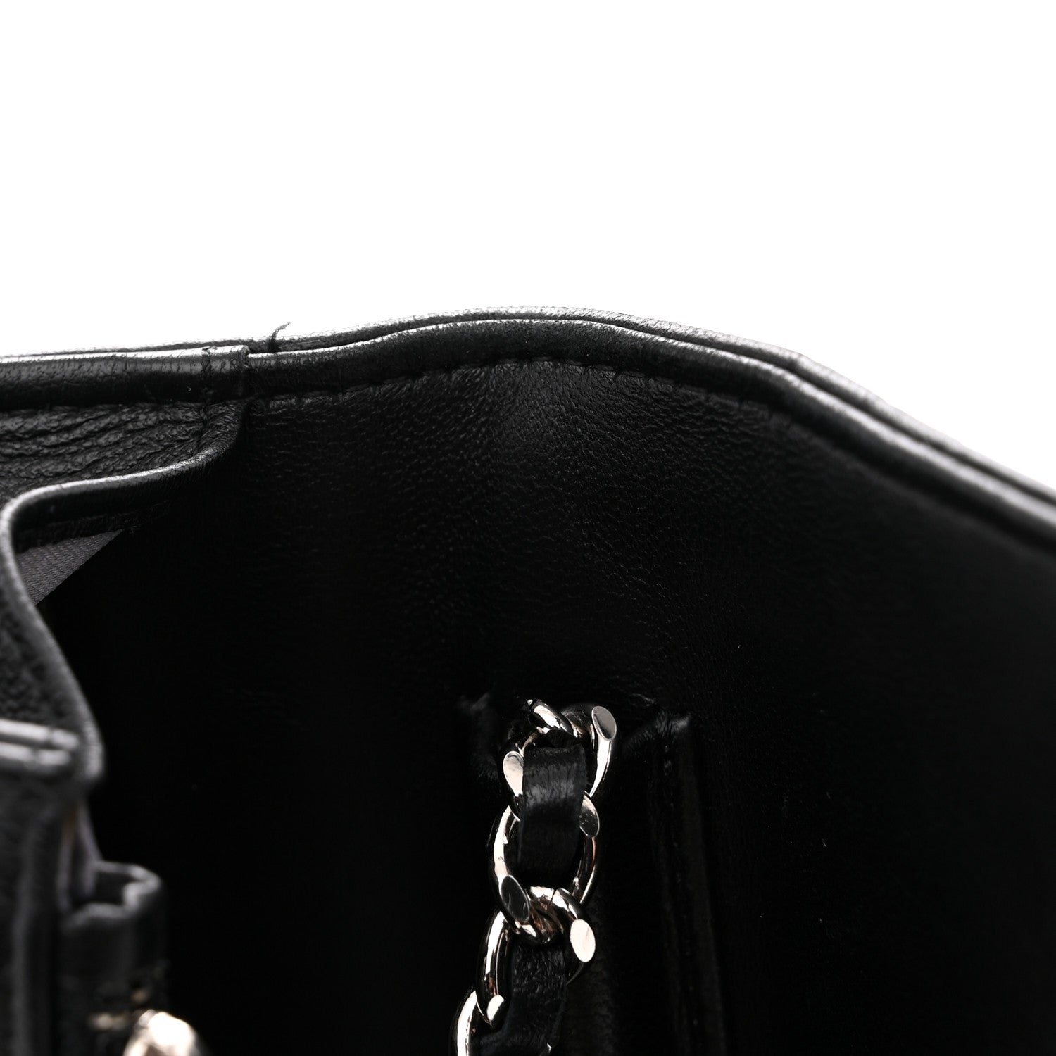 Lambskin Camellia Embossed Wallet On Chain WOC Black