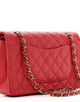 Caviar Quilted Medium Double Flap Red