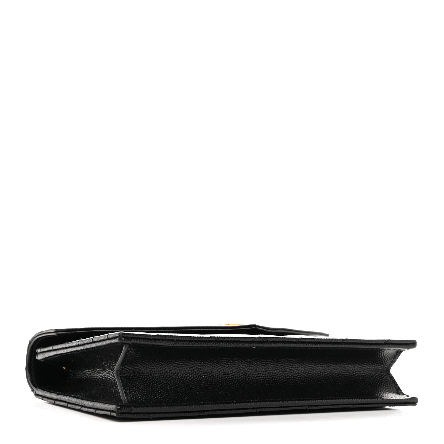 Grain De Poudre Matelasse Chevron Monogram Envelope Chain Wallet Black