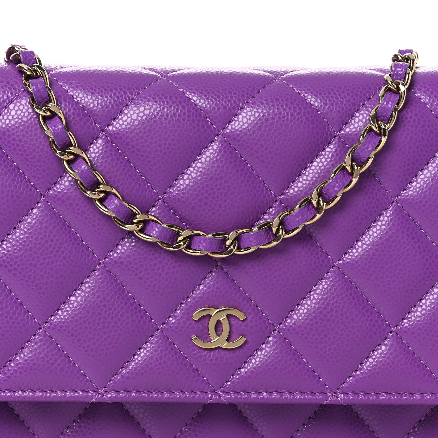 Caviar Quilted Wallet On Chain WOC Purple