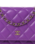 Caviar Quilted Wallet On Chain WOC Purple