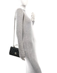 Lambskin Quilted Crystal Handle Wallet On Chain WOC Black