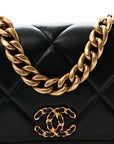 Lambskin Quilted CHNL 19 Wallet On Chain WOC Black