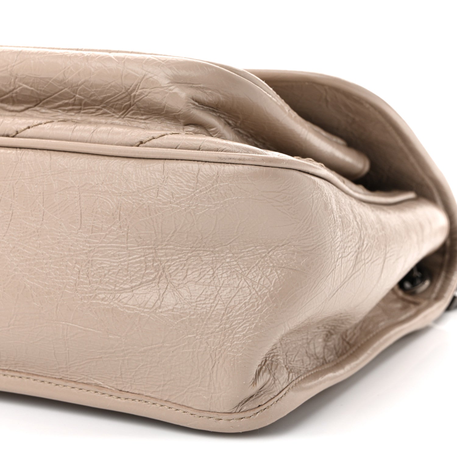 Crinkled Calfskin Matelasse Monogram Medium Niki Chain Satchel Light Natural