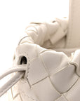 Calfskin Intrecciato Small Castello Bucket Bag White