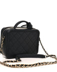Caviar Quilted Small CC Filigree Vanity Case Black