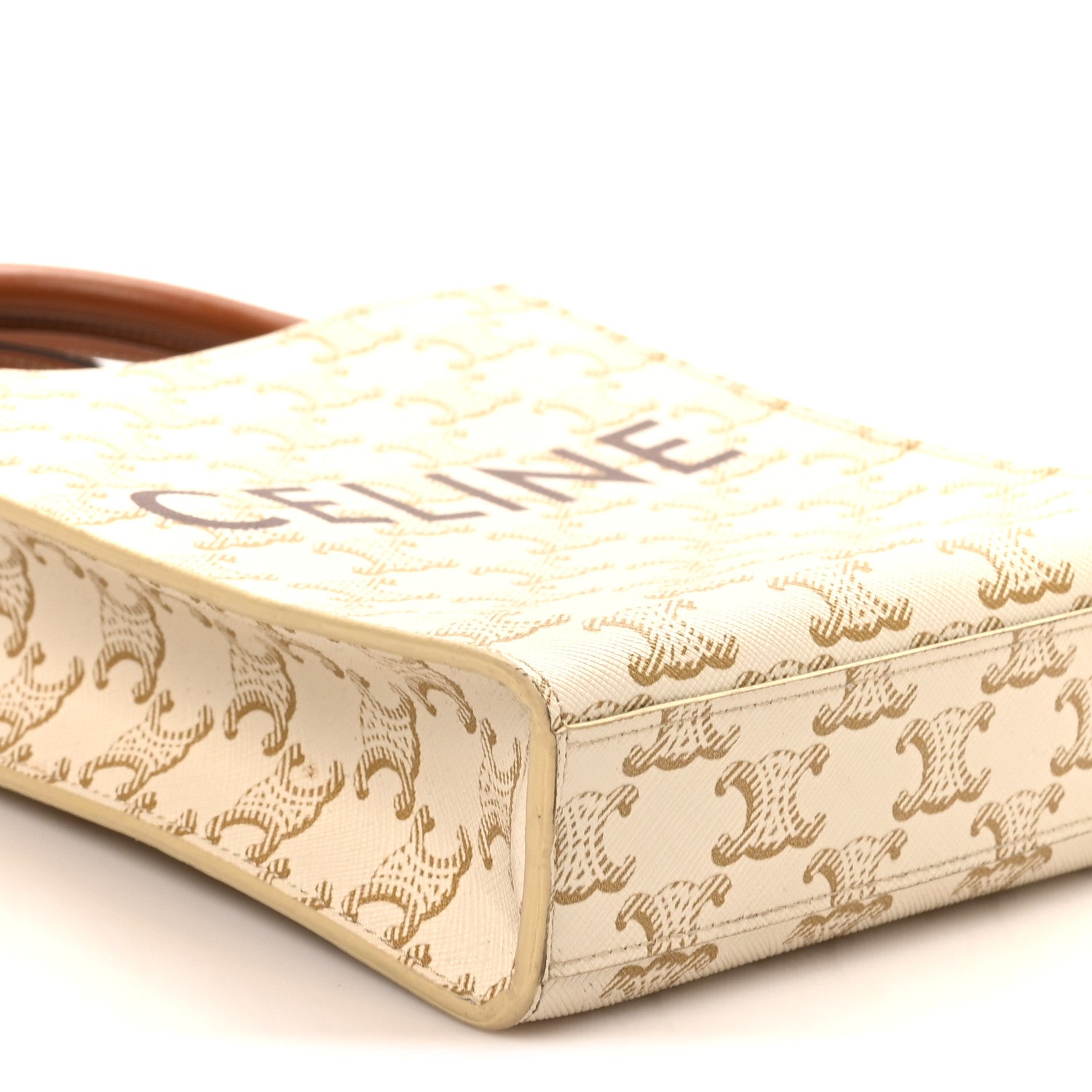 Triomphe Canvas Calfskin Mini Vertical Cabas White