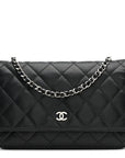 Caviar Quilted Wallet on Chain WOC Black