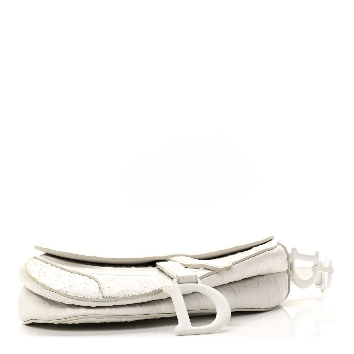 Calfskin Embossed Oblique Saddle Bag White
