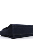 Lurex Canvas Mini Deauville Tote Navy Blue Gold