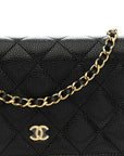 Caviar Quilted Wallet on Chain WOC Black