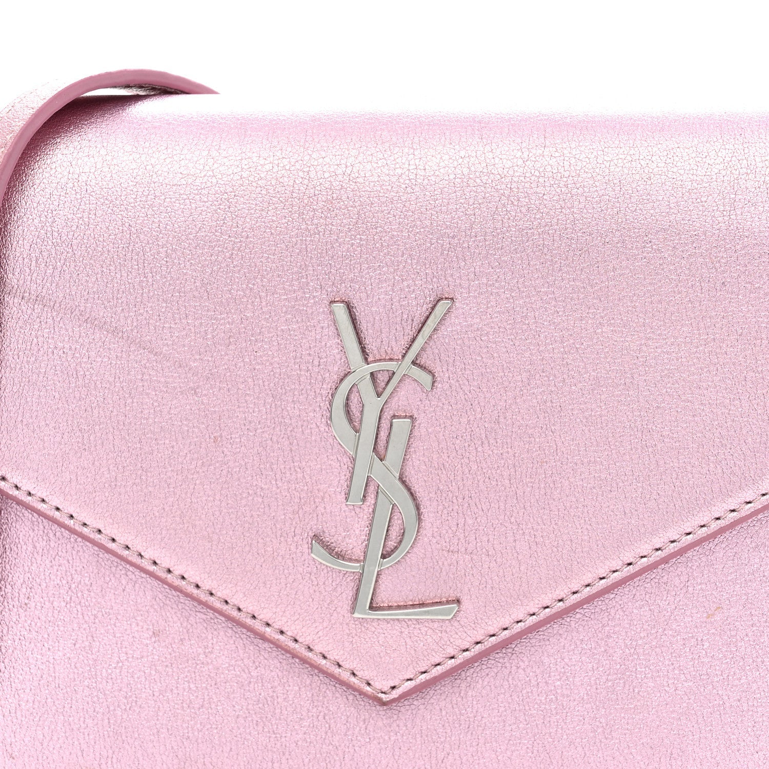 Metallic Calfskin Monogram Envelope Chain Wallet New Azalea