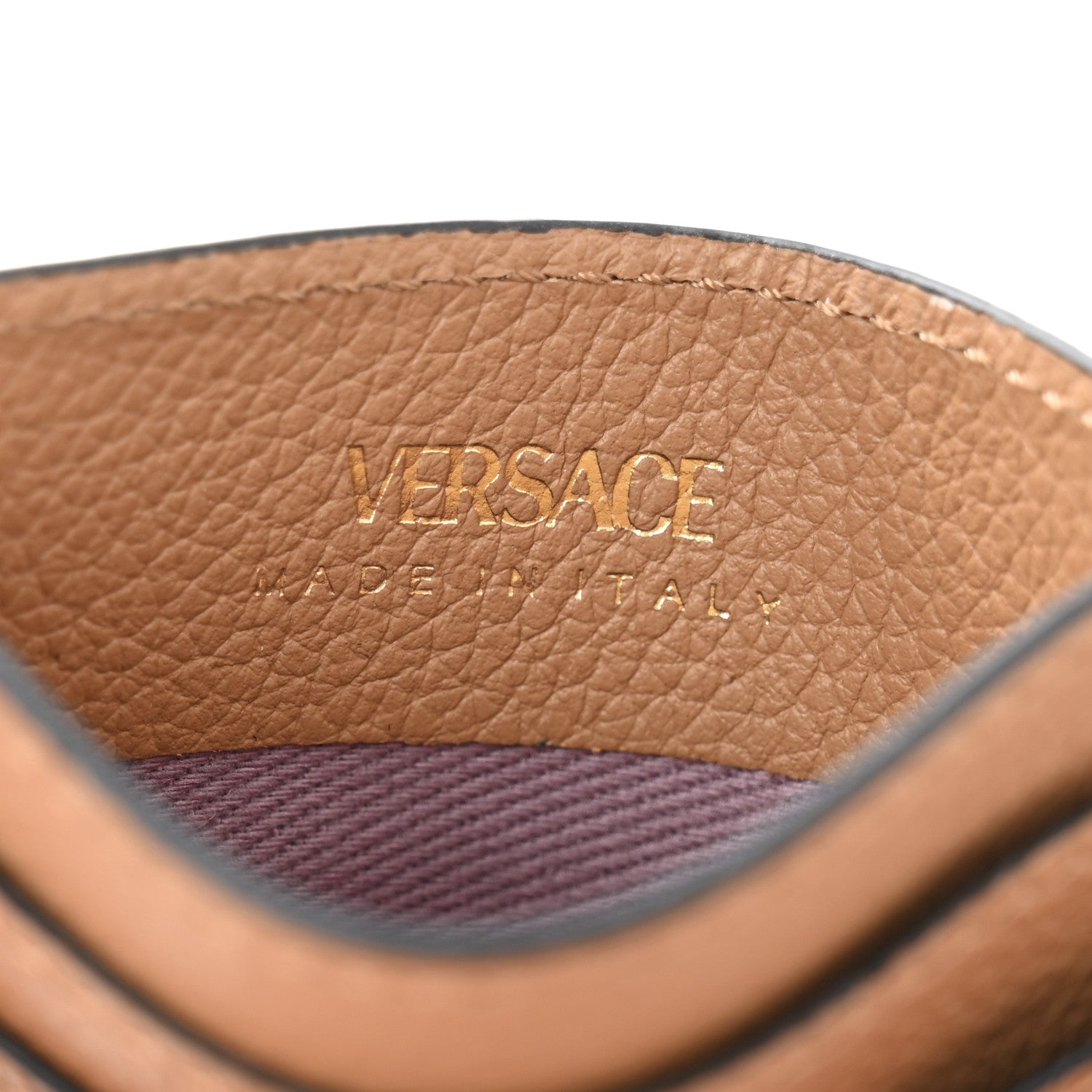 Calfskin Medusa Card Holder Brown