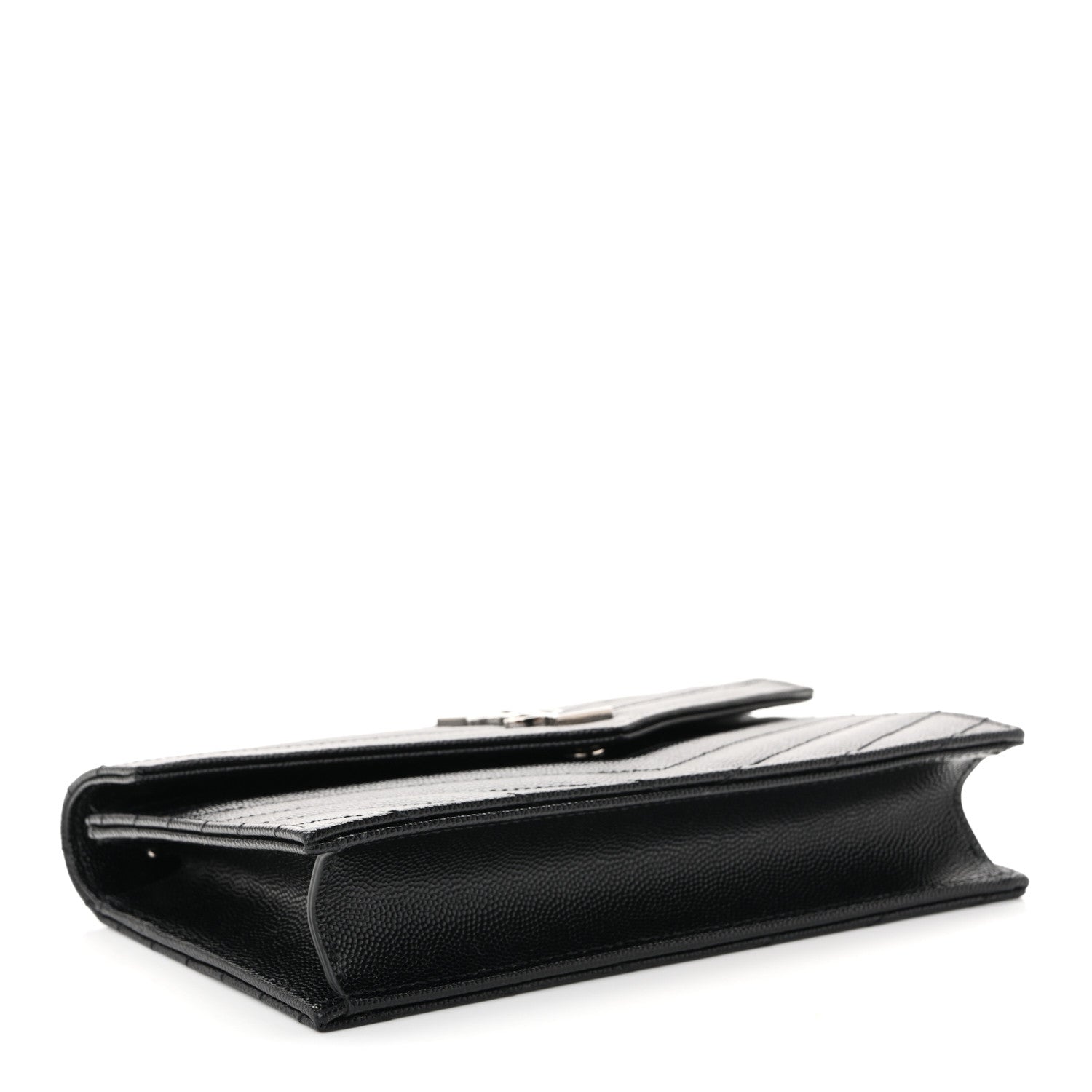 Grain De Poudre Matelasse Chevron Monogram Envelope Chain Wallet Black