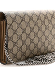 GG Supreme Monogram Mini Dionysus Chain Wallet Beige Taupe