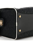 Braided Raffia Calfskin Small CHNL 25 Handbag Black White