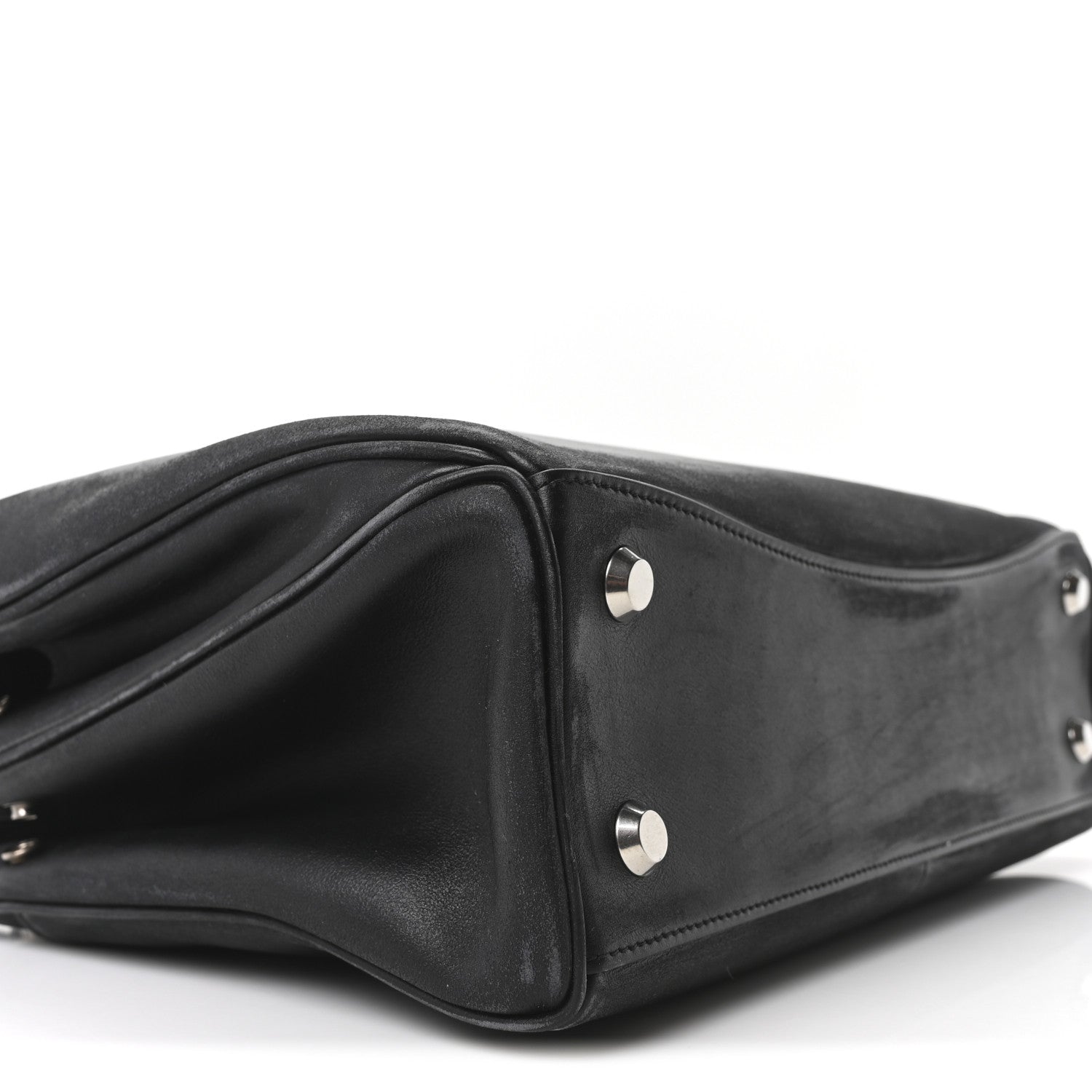 Natural Smooth Calfskin Medium Rodeo Top Handle Handbag Black