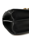 Calfskin Bamboo Web Large Dionysus Top Handle Bag Black Bright Evergreen Hibiscus Red