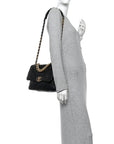 Goatskin Quilted Large CHNL 19 Flap Black