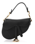 Grained Calfskin Mini Saddle Bag Black