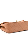 Lambskin Quilted Mini Rectangular Flap Brown