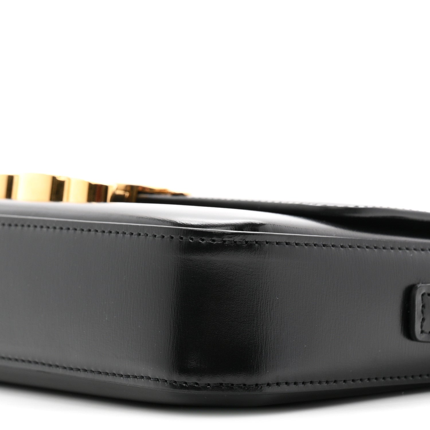Shiny Calfskin Triomphe Shoulder Bag Black