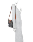Triomphe Canvas Calfskin Small Drawstring Bucket Bag Tan