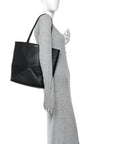 Shiny Calfskin Medium Puzzle Fold Tote Black