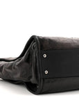 Glazed Calfskin Small Deauville Tote Black