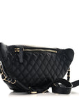 Lambskin Quilted Waist Bag Fanny Pack Black