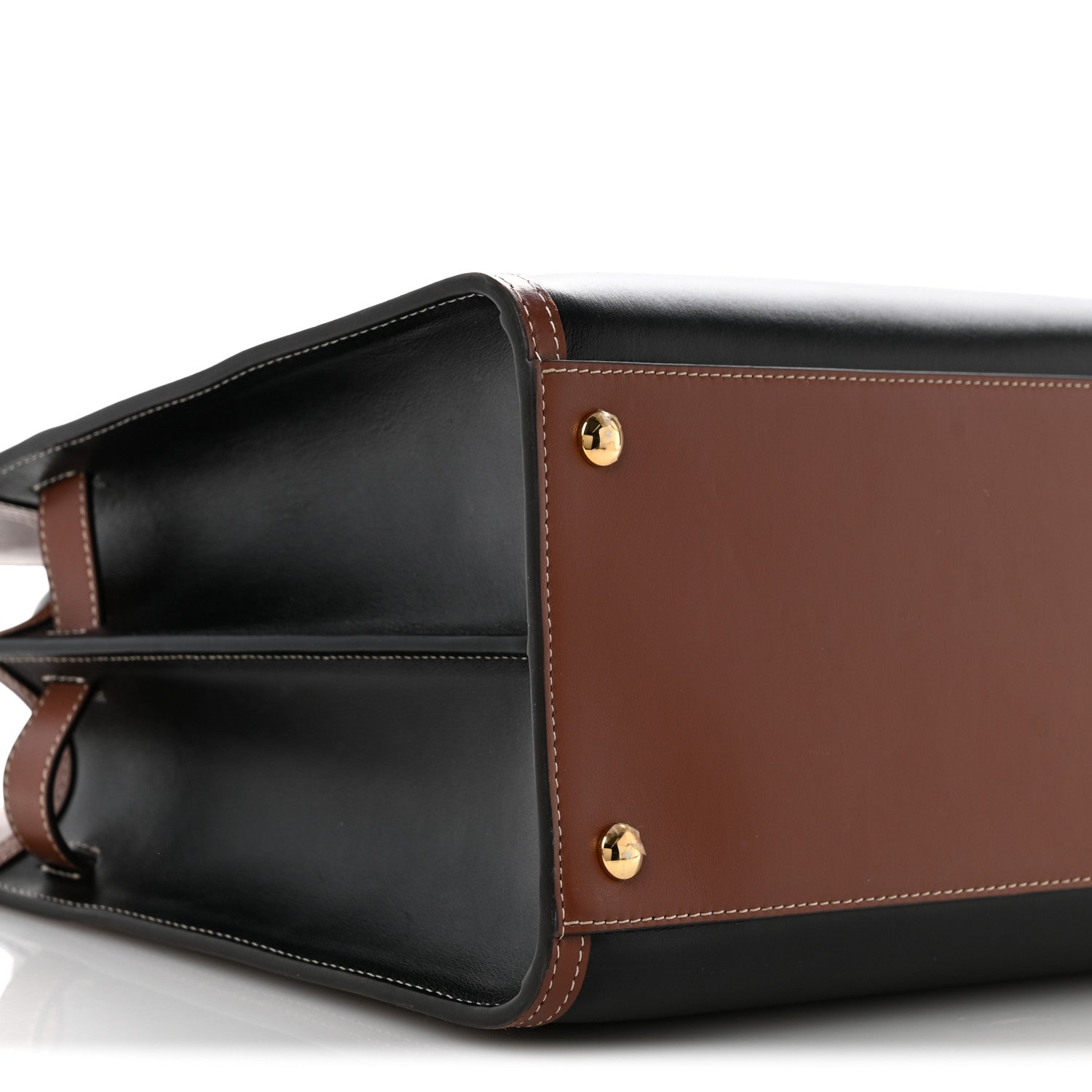 Calfskin Vintage Check Medium Two Handle Title Bag Black
