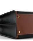 Calfskin Vintage Check Medium Two Handle Title Bag Black