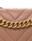 Caviar Chevron Quilted Medium Boy Flap Dark Beige