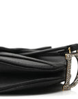 Satin Crystal Mini Saddle Bag Black