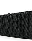 Yarn Raffia Effect Crochet Triangle Shoulder Bag Black
