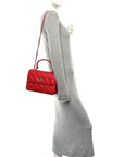 Lambskin Quilted Small Trendy CC Flap Dual Handle Bag Red
