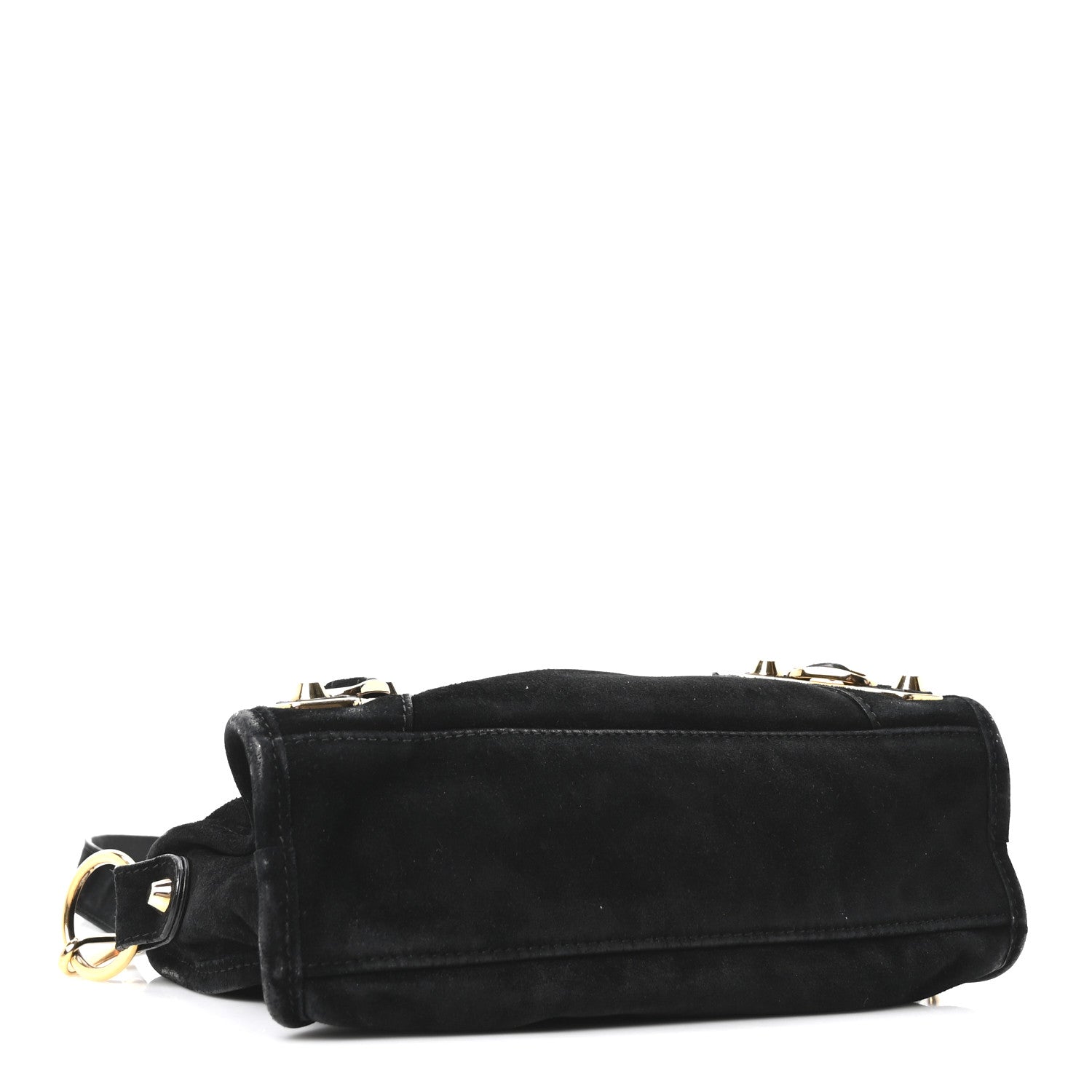 Baby Daim Suede Gold Metallic Edge Hardware Mini City Black