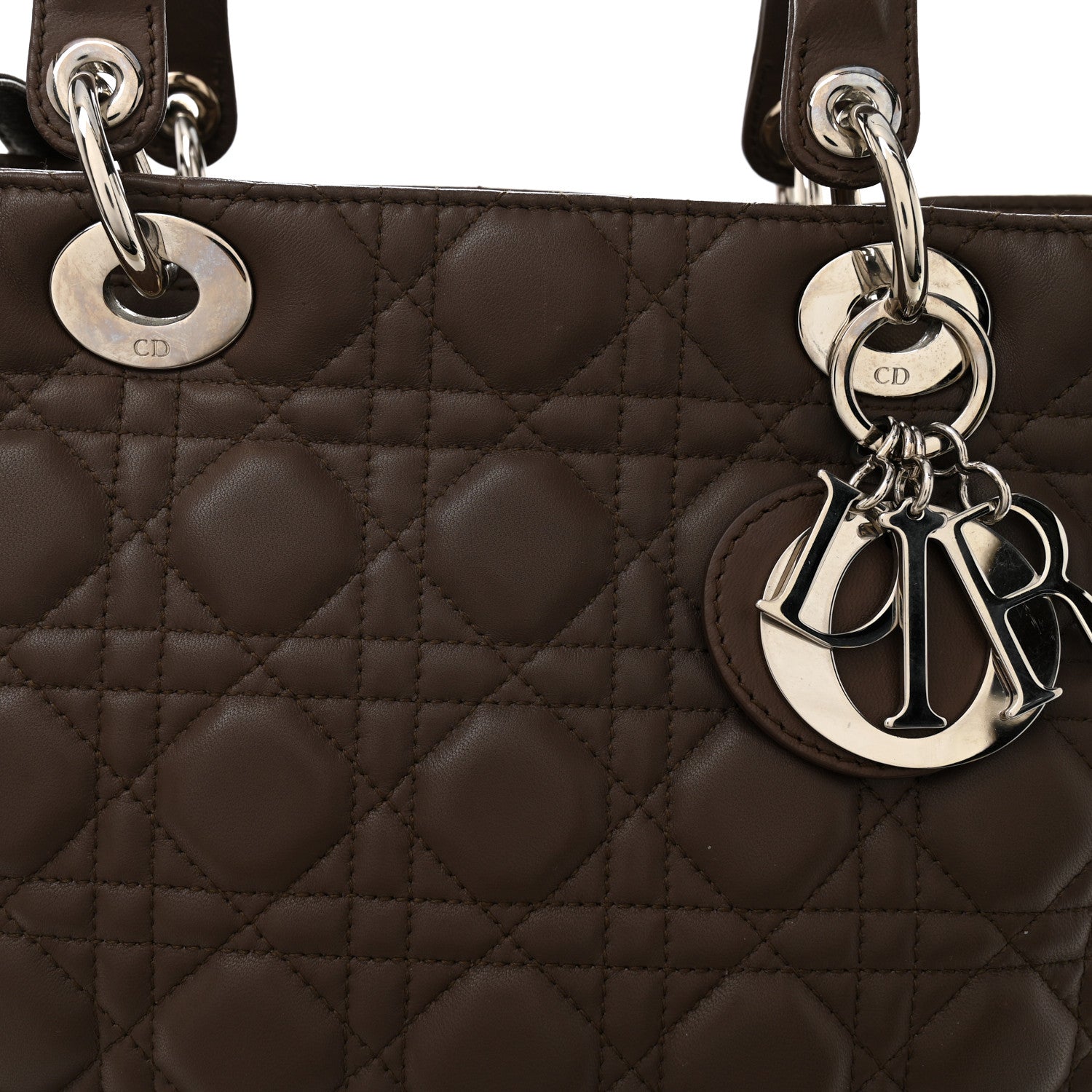 Lambskin Cannage Large Lady D1OR Brown
