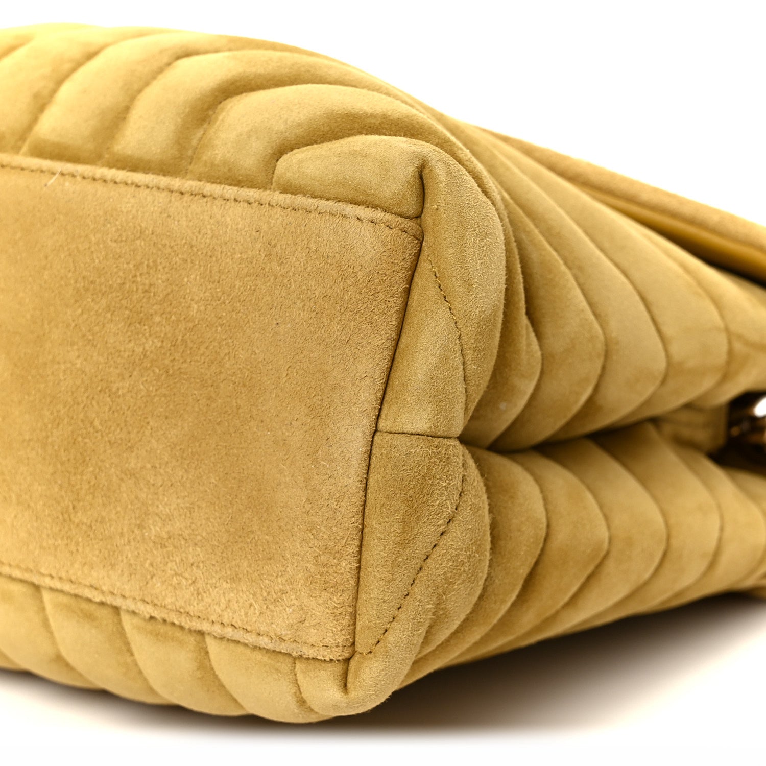 Suede Y Quilted Monogram Medium Loulou Chain Satchel Chartreuse