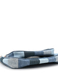 Denim Damier Monogram Patchwork Multi Pochette Accessories Blue Rouge