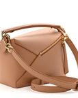 Grained Calfskin Small Puzzle Edge Bag Toffee
