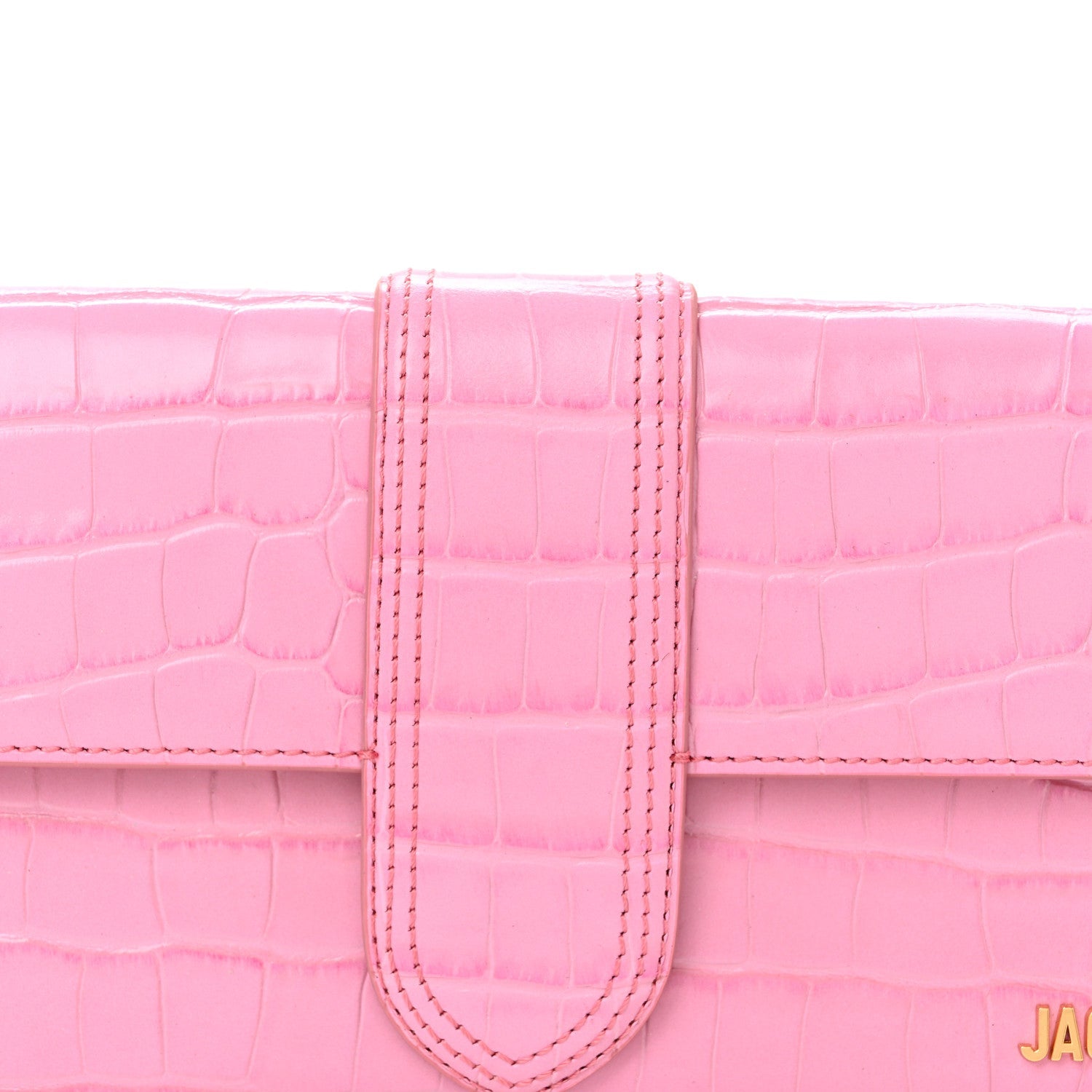 Calfskin Crocodile Embossed Le Bambino Long Pink