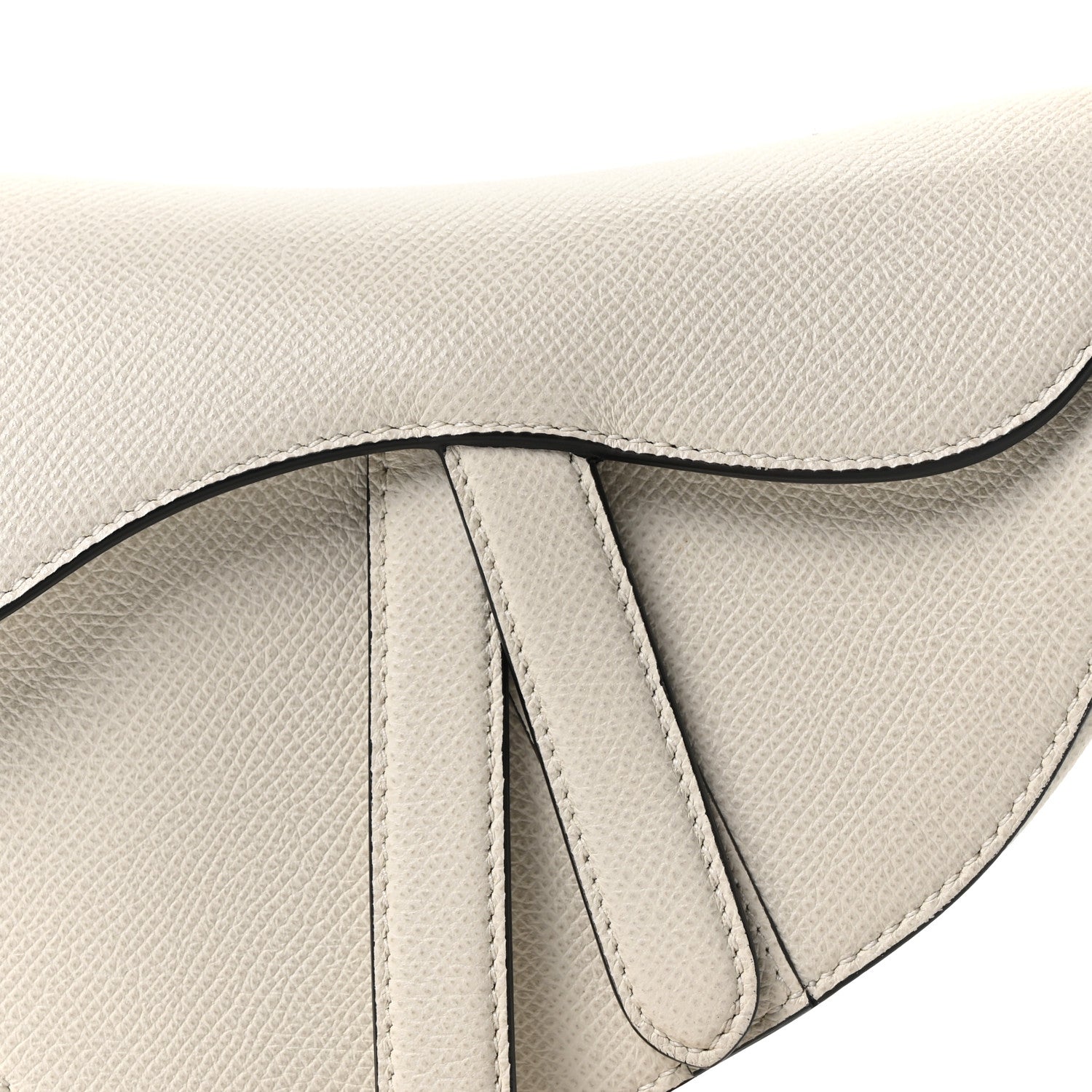 Grained Calfskin Mini Saddle Bag White