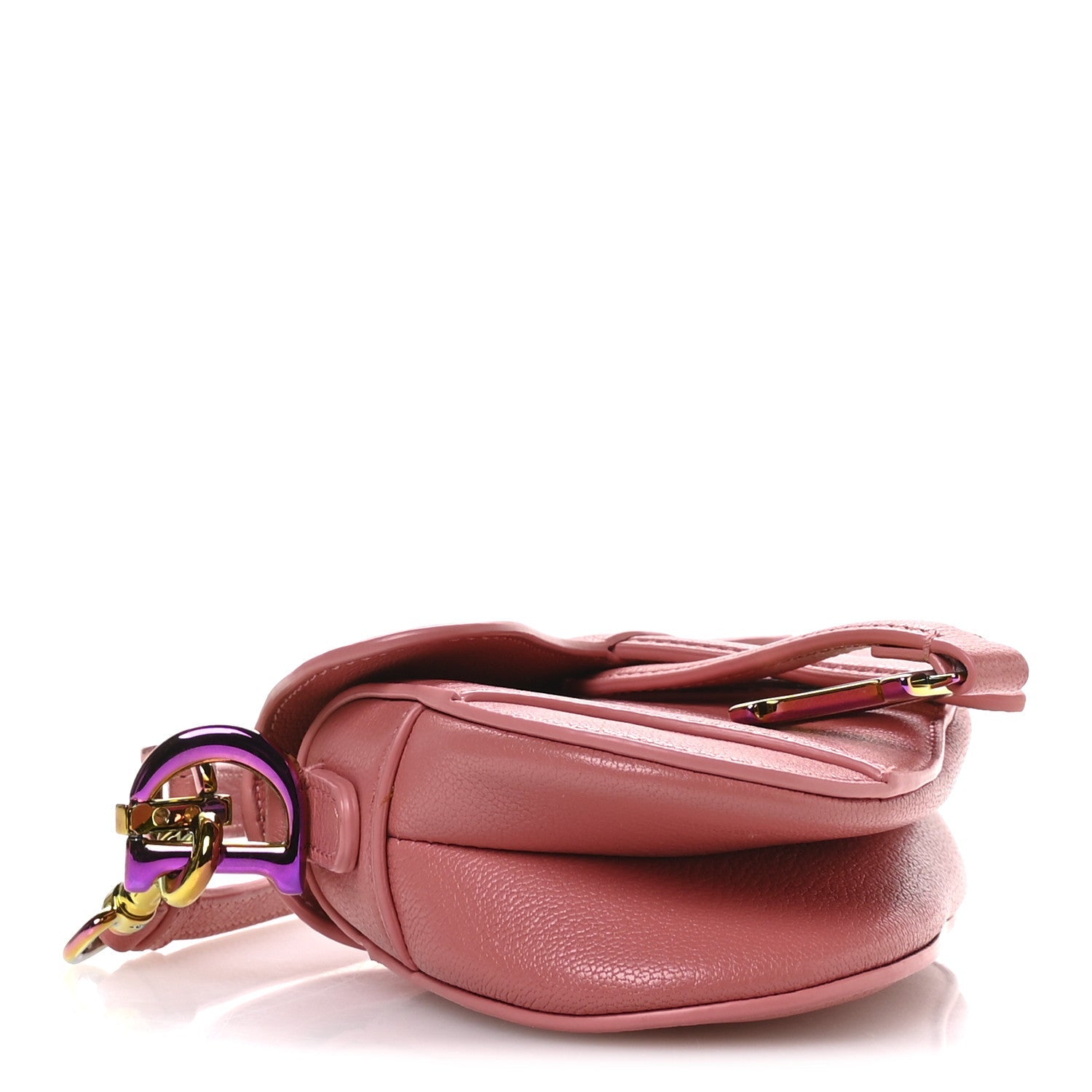 Goatskin Micro Saddle Bag With Strap Coral Powder