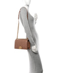 Caviar Chevron Quilted Medium Boy Flap Brown