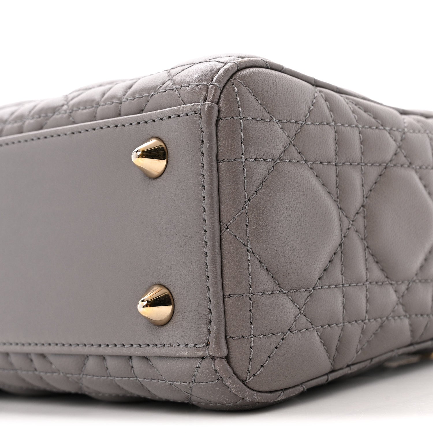 Lambskin Cannage Small Lady D1OR Grey