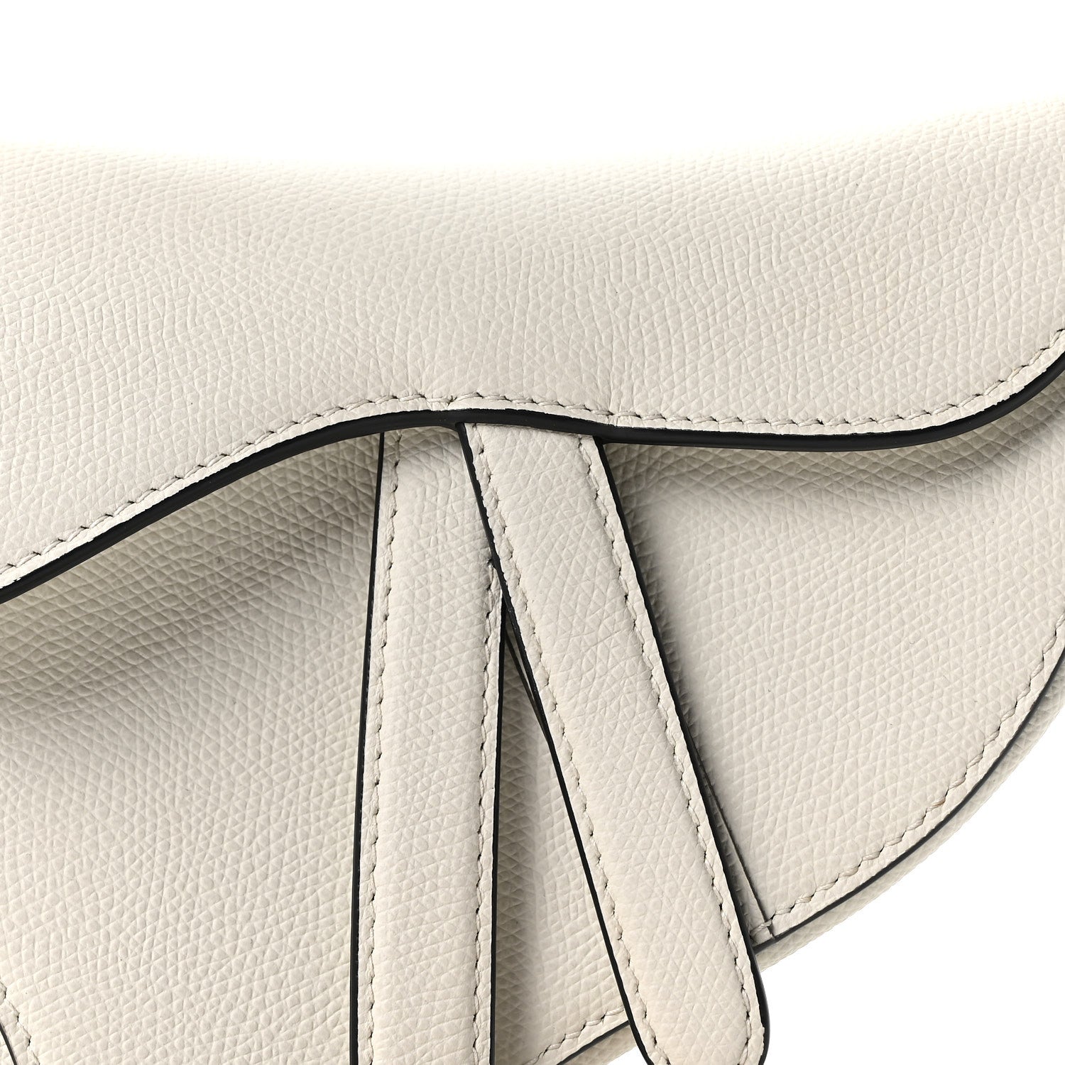 Grained Calfskin Mini Saddle Bag White